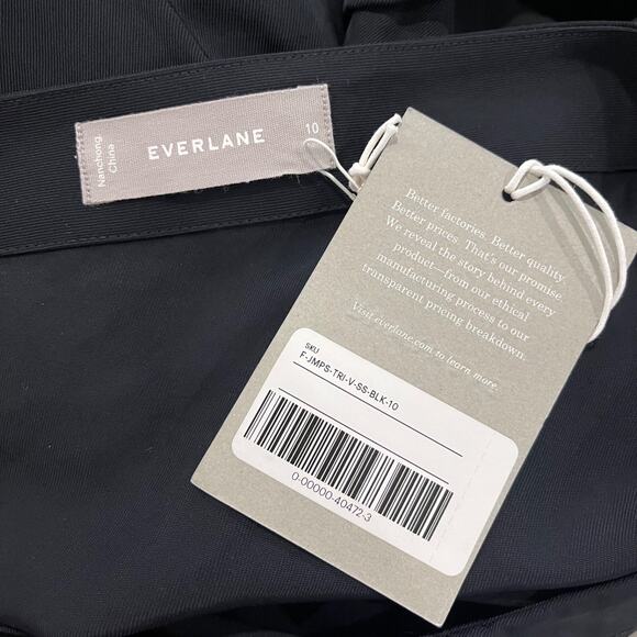 Everlane Japanese GoWeave Essential Short Sleeve Jumpsuit 10 NWT Pockets Black - Picture 6 of 9